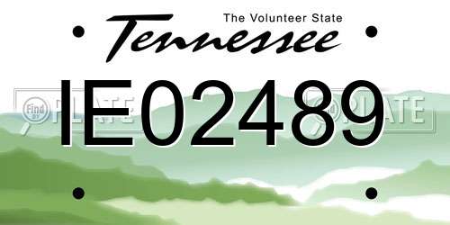 IE02489 Tennessee License Plate