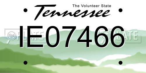 IE07466 Tennessee License Plate