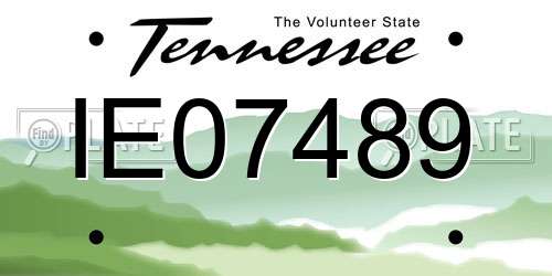 IE07489 Tennessee License Plate