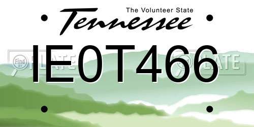 IE0T466 Tennessee License Plate