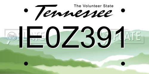 IE0Z391 Tennessee License Plate