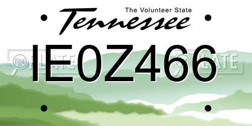 IE0Z466 Tennessee License Plate