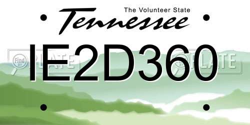 IE2D360 Tennessee License Plate