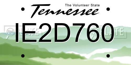 IE2D760 Tennessee License Plate