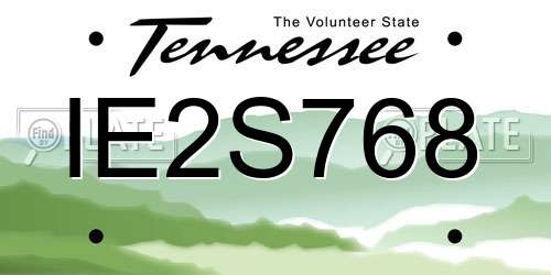 IE2S768 Tennessee License Plate