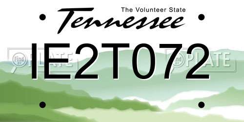 IE2T072 Tennessee License Plate