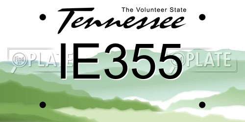 IE355 Tennessee License Plate