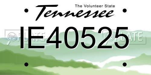 IE40525 Tennessee License Plate