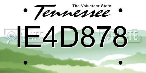 IE4D878 Tennessee License Plate