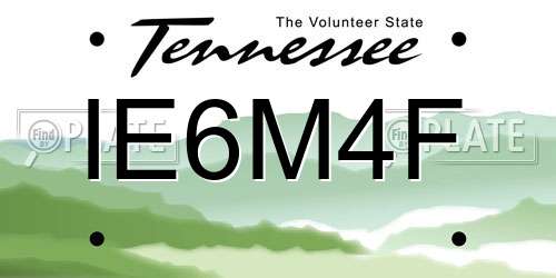 IE6M4F Tennessee License Plate