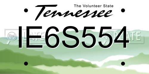 IE6S554 Tennessee License Plate