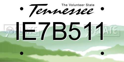 IE7B511 Tennessee License Plate