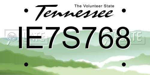 IE7S768 Tennessee License Plate