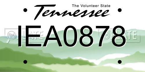 IEA0878 Tennessee License Plate