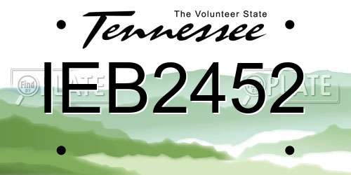 IEB2452 Tennessee License Plate