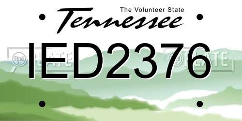 IED2376 Tennessee License Plate