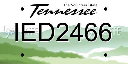 IED2466 Tennessee License Plate