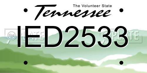 IED2533 Tennessee License Plate