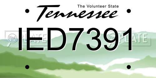 IED7391 Tennessee License Plate