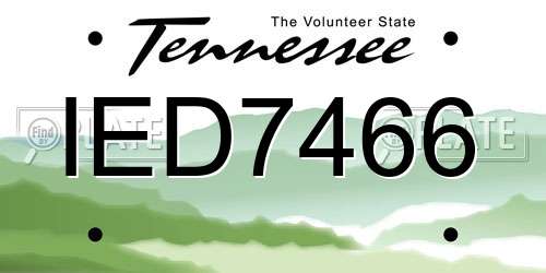 IED7466 Tennessee License Plate