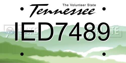 IED7489 Tennessee License Plate