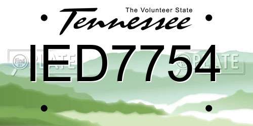 IED7754 Tennessee License Plate
