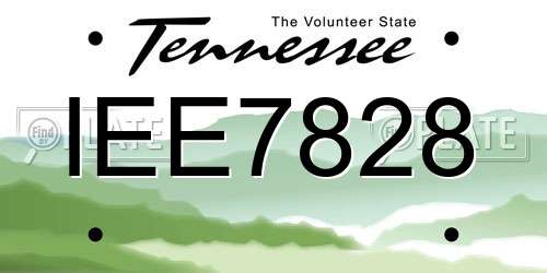 IEE7828 Tennessee License Plate