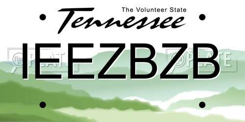 IEEZBZB Tennessee License Plate