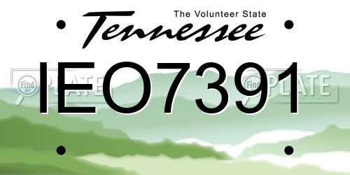 IEO7391 Tennessee License Plate