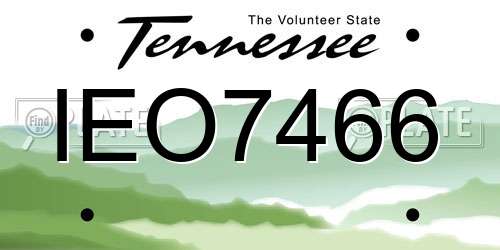 IEO7466 Tennessee License Plate