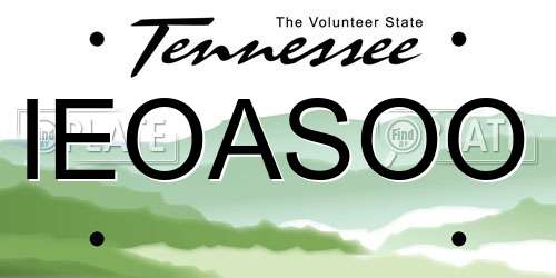 IEOASOO Tennessee License Plate