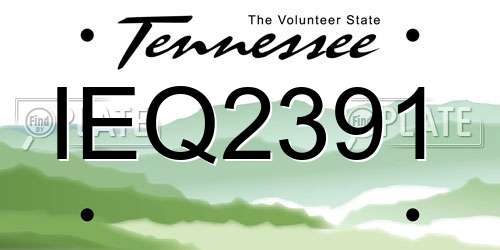 IEQ2391 Tennessee License Plate