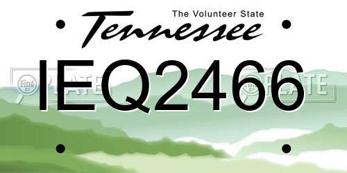 IEQ2466 Tennessee License Plate