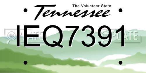 IEQ7391 Tennessee License Plate