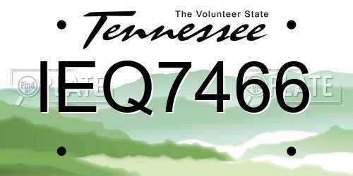IEQ7466 Tennessee License Plate