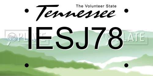 IESJ78 Tennessee License Plate
