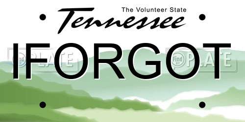 IFORGOT Tennessee License Plate