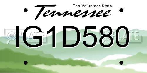 IG1D580 Tennessee License Plate