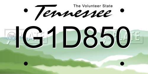IG1D850 Tennessee License Plate