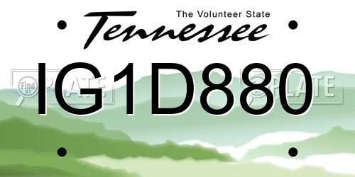 IG1D880 Tennessee License Plate