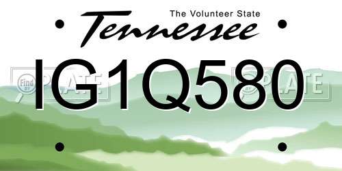 IG1Q580 Tennessee License Plate