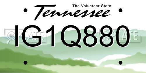 IG1Q880 Tennessee License Plate