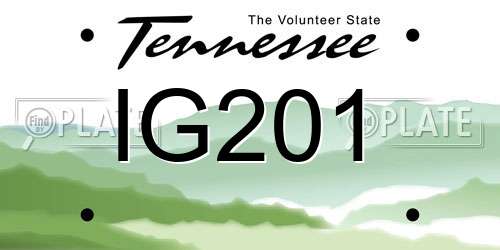 IG201 Tennessee License Plate
