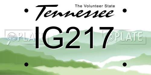 IG217 Tennessee License Plate