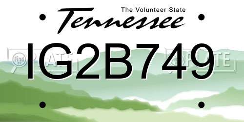 IG2B749 Tennessee License Plate