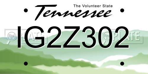 IG2Z302 Tennessee License Plate