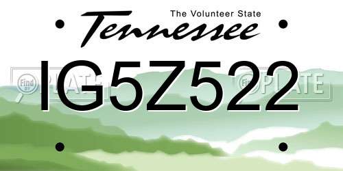 IG5Z522 Tennessee License Plate