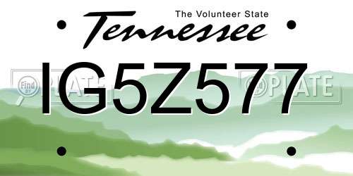 IG5Z577 Tennessee License Plate
