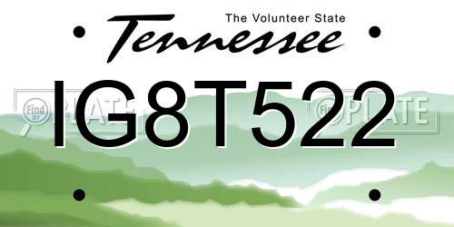 IG8T522 Tennessee License Plate