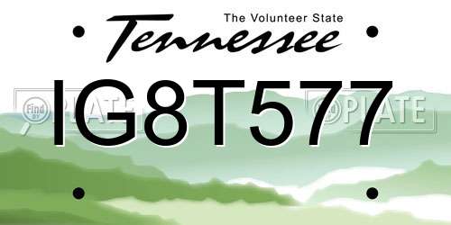 IG8T577 Tennessee License Plate